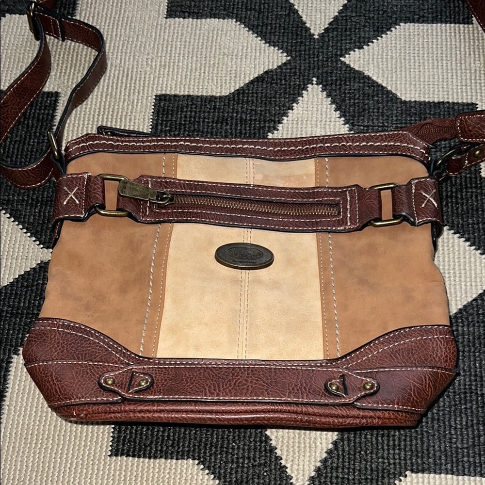 BOC Born Concepts Brown Tan Patchwork Purse Shoulder Bag